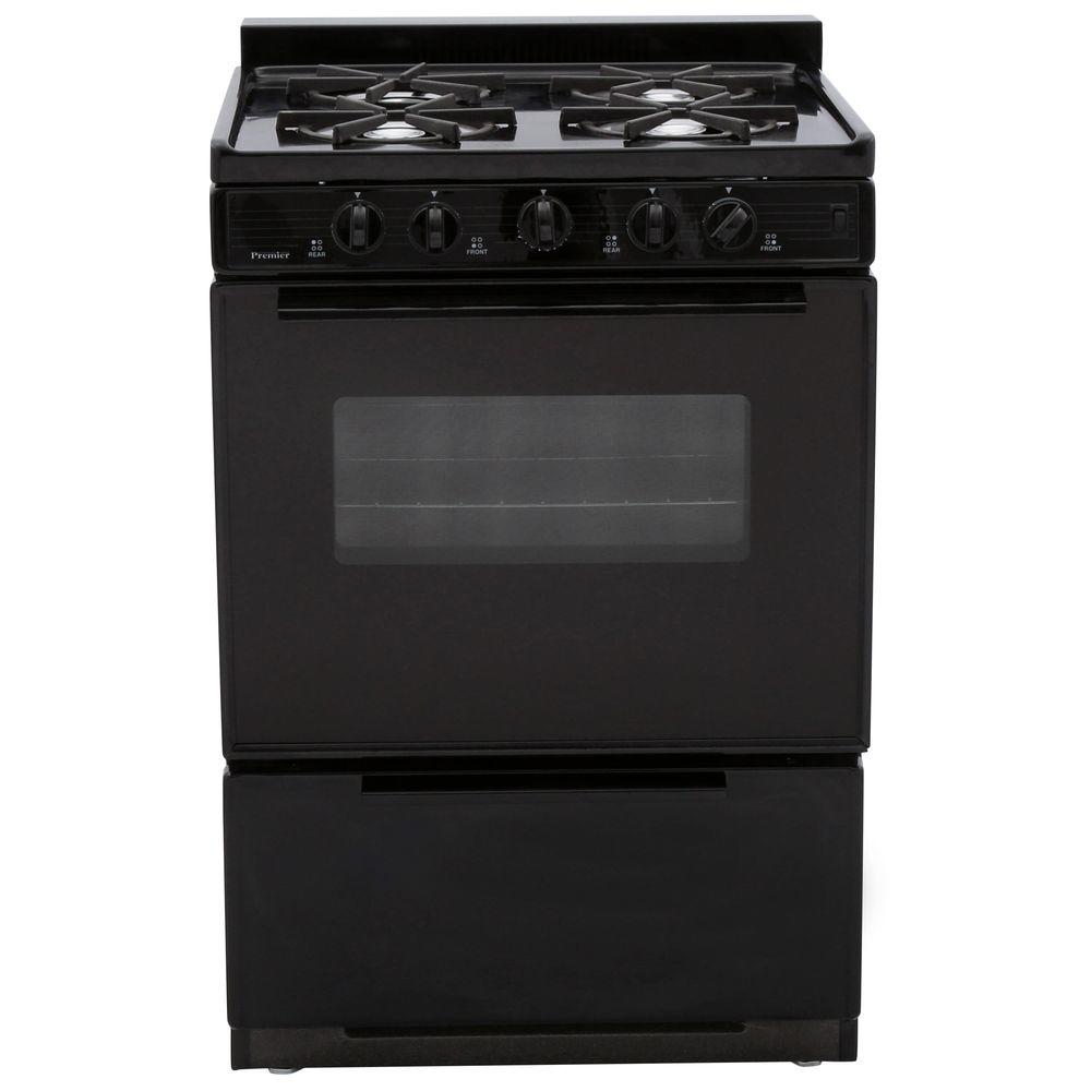 Premier 24 in. 2.97 cu. ft. Freestanding Gas Range in Black-SCK3XRBP ...