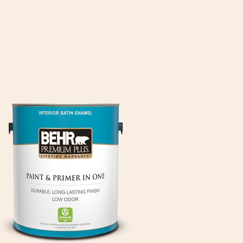 BEHR PREMIUM PLUS 1 gal. #M220-1 Marshmallow Whip Satin Enamel Low Odor