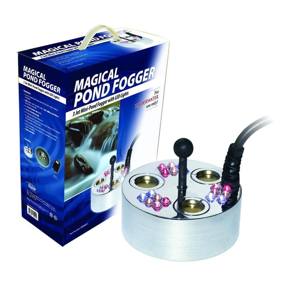 Alpine Corporation 3 Jet Pond Fogger 18 LED Lights Transformer and Ring