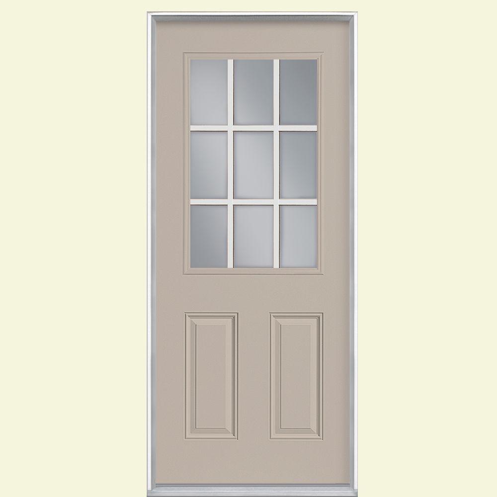 Masonite 32 In X 80 In 9 Lite Right Hand Inswing Painted Steel