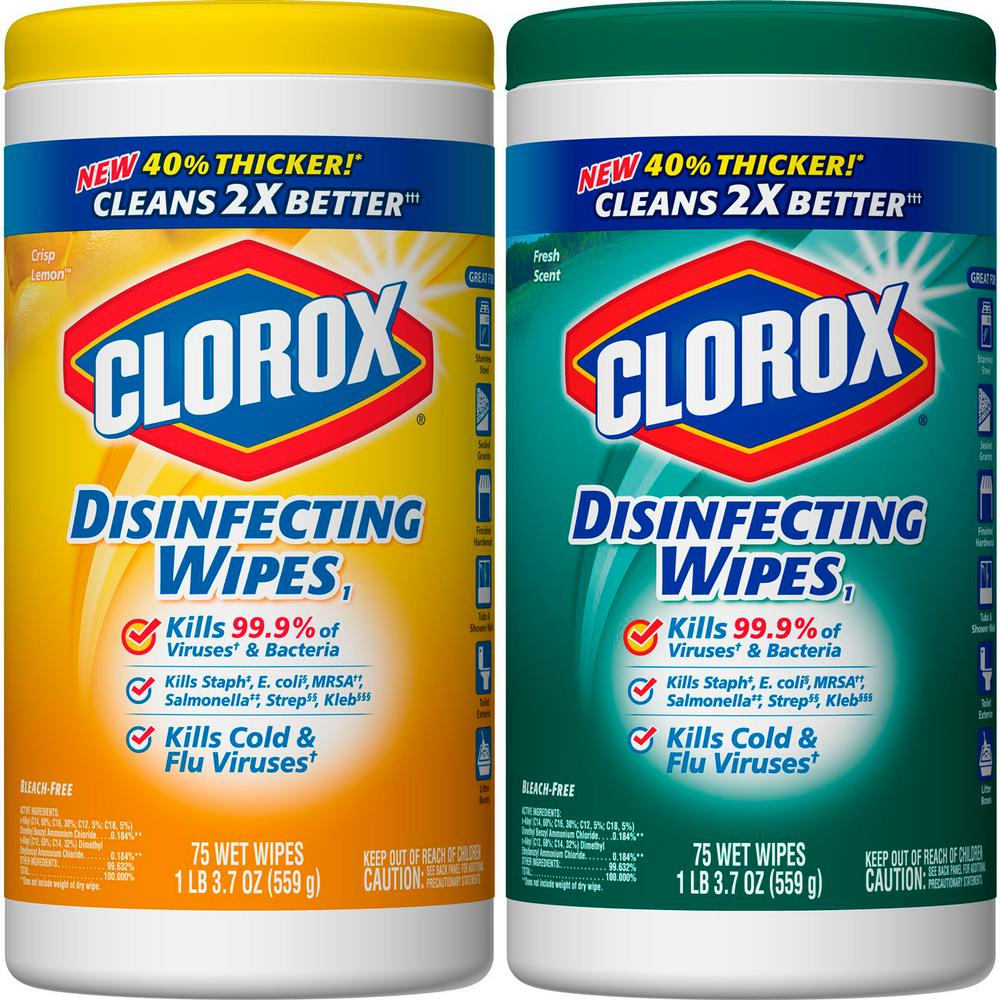 Clorox 75Count Crisp Lemon Scent and Fresh Scent Bleach Free