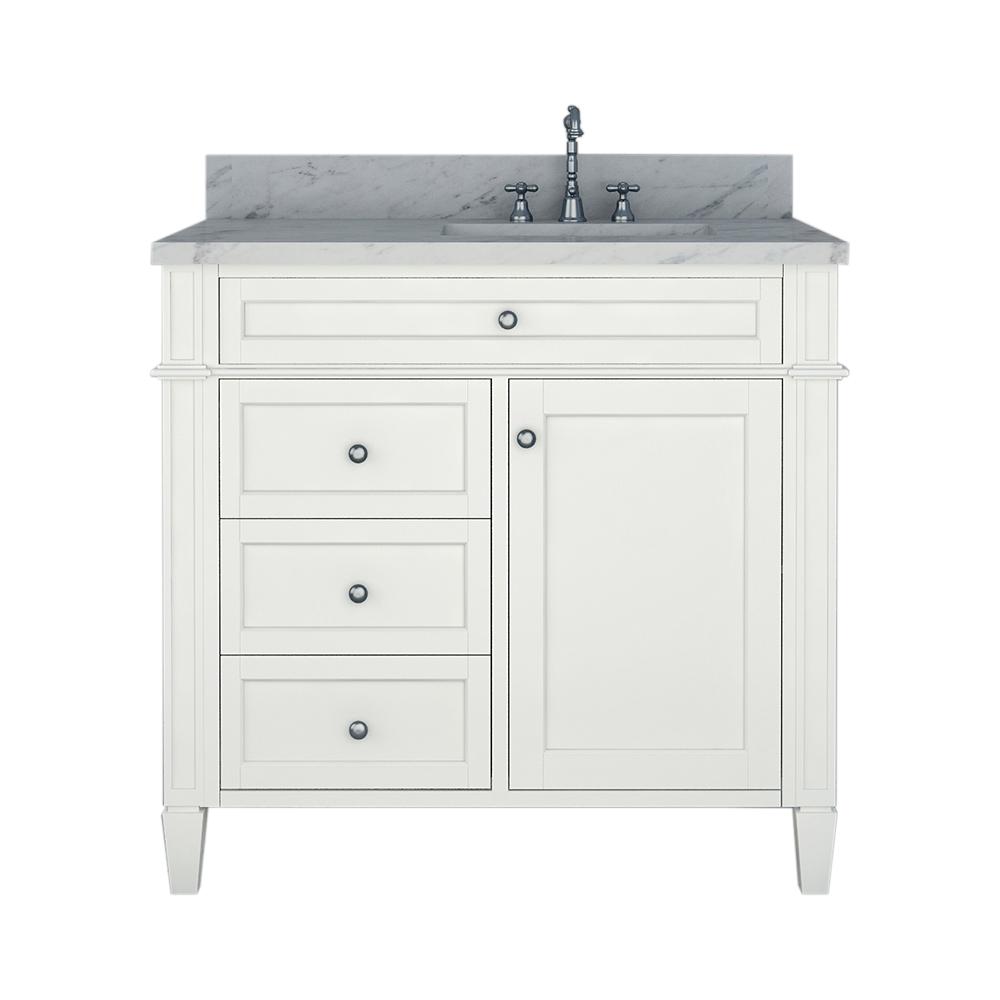 Birmingham 36 In W X 34 H Bath Vanity White With Marble Bath Vanity In White With Marble