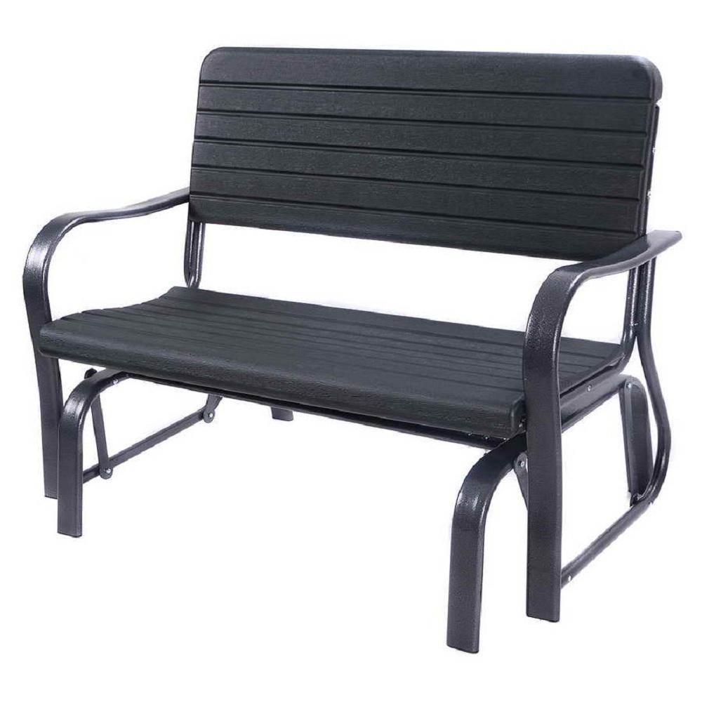 Outdoor Glider Bench White Wood Loveseat Patio 4 Ft Porch Backyard Furniture New