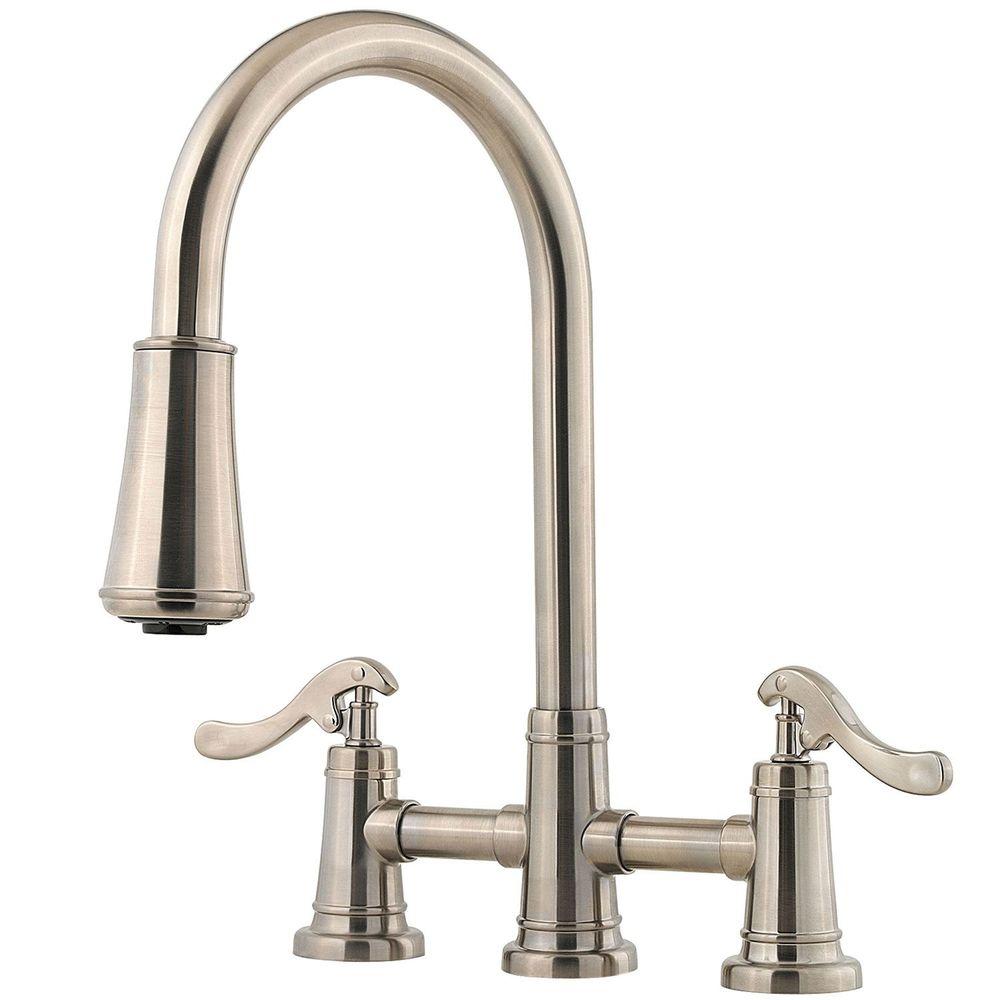 Pfister Ashfield 2 Handle Pull Down Sprayer Kitchen Faucet In Brushed Nickel LG531 YPK The Home Depot