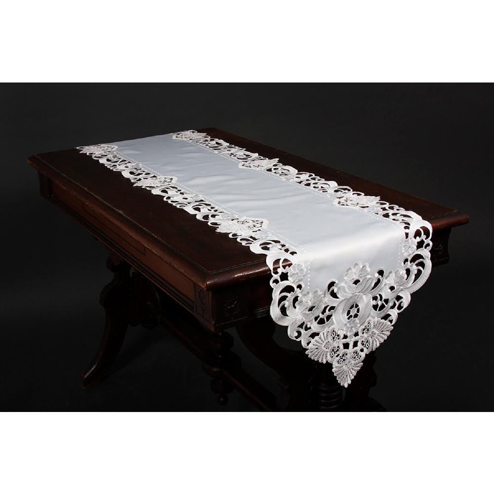 Xia Home Fashions Delicate Lace 15 In X 54 In White Embroidered