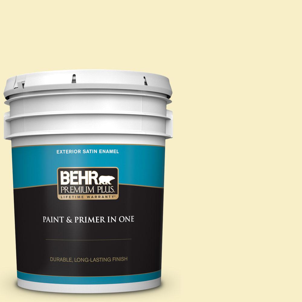 BEHR Premium Plus 5 gal. #400A-1 Candlelight Yellow Satin Enamel ...