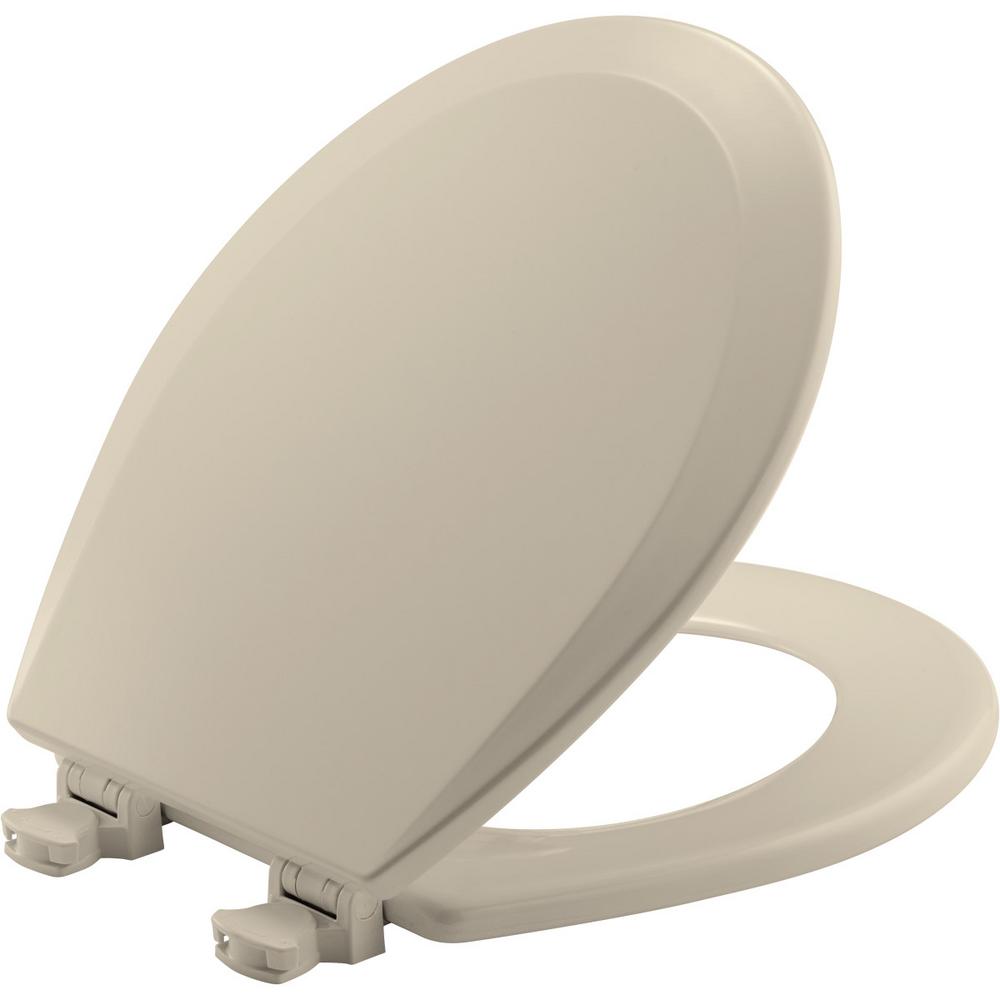 Bathroom Lift off Round Closed Front Toilet Seat Wood Easy Cleaning Biscuit New