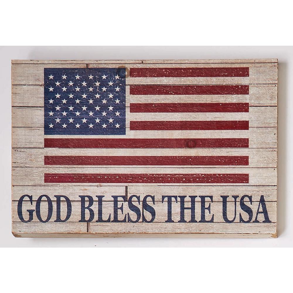 Worth Imports 18 In Distressed God Bless The Usa Wood Sign 8876