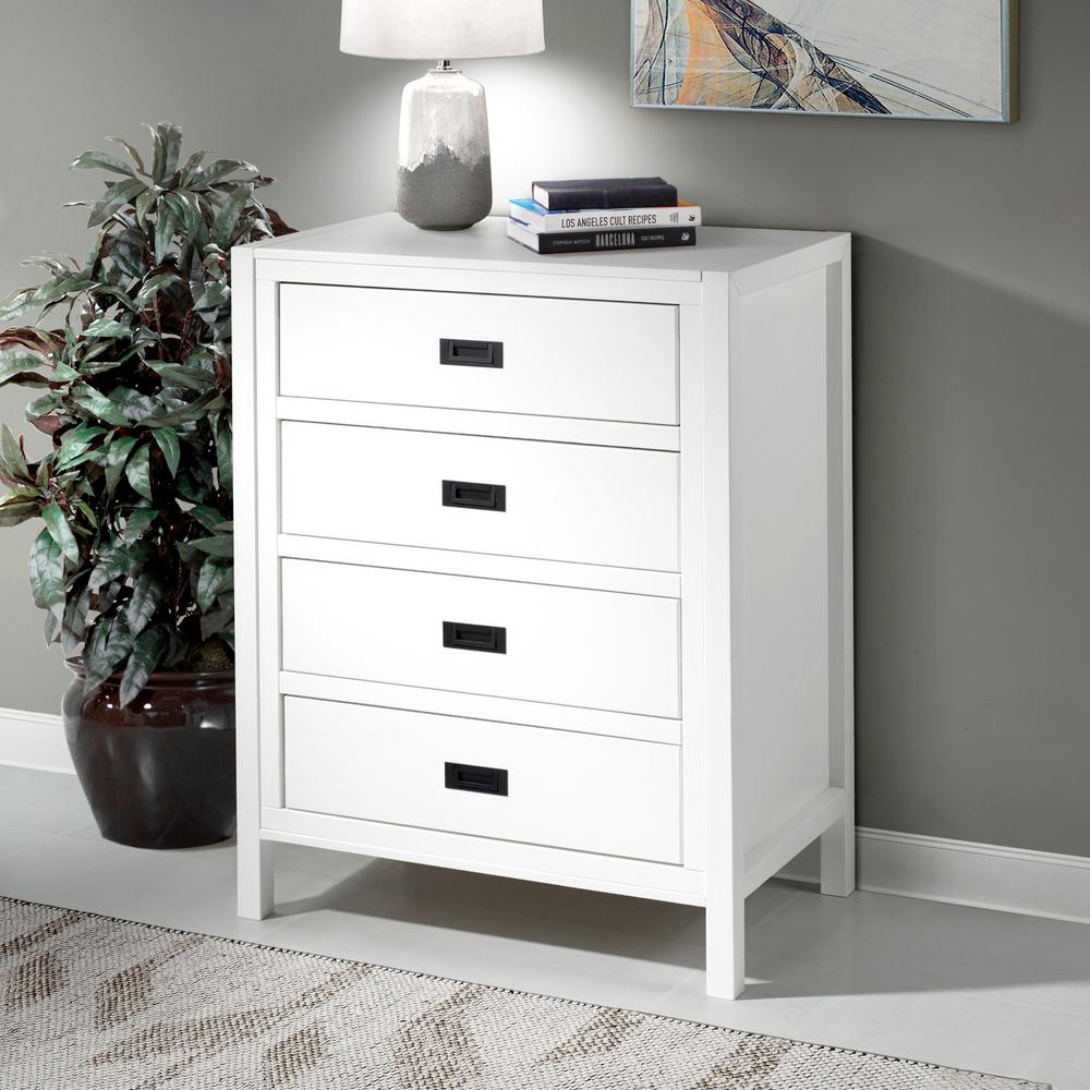 Welwick Designs 40 Classic Solid Wood 4 Drawer Chest White