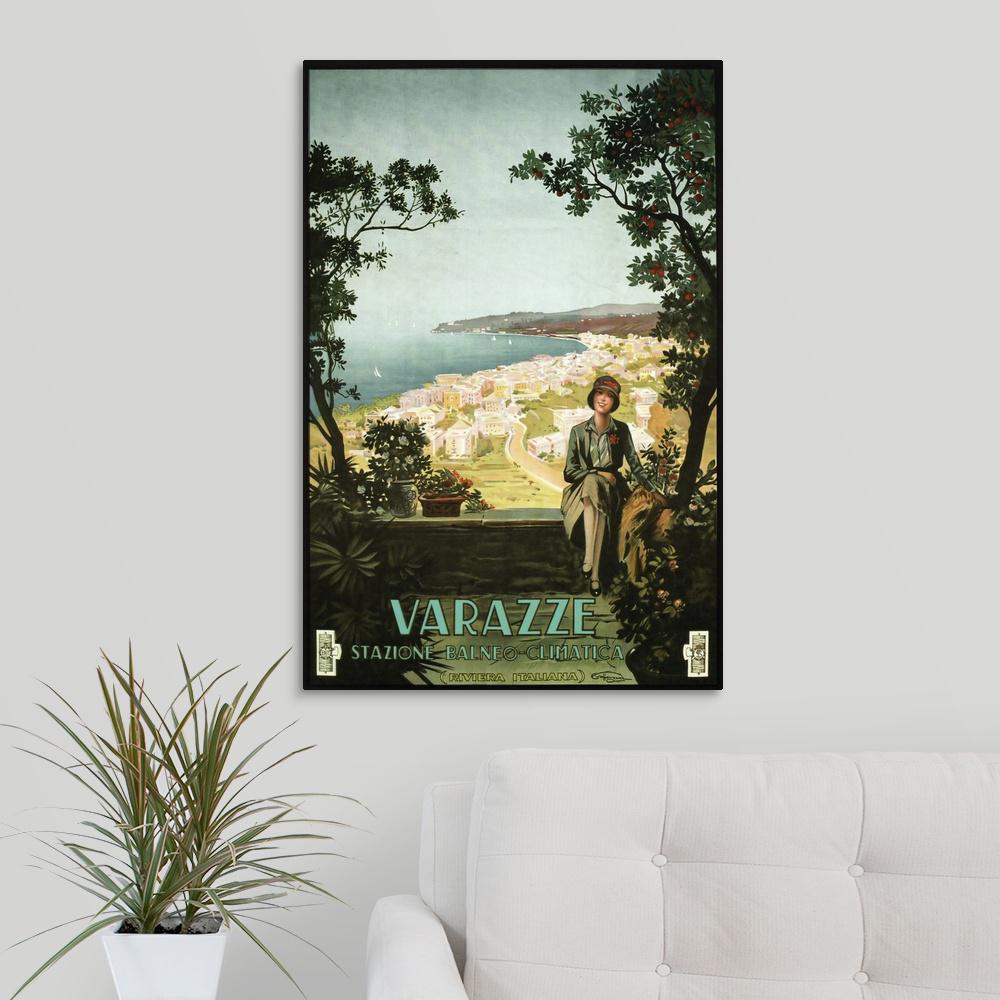 Varazze Italy Vintage Travel Advertisement By Apple Collection Canvas Wall Art