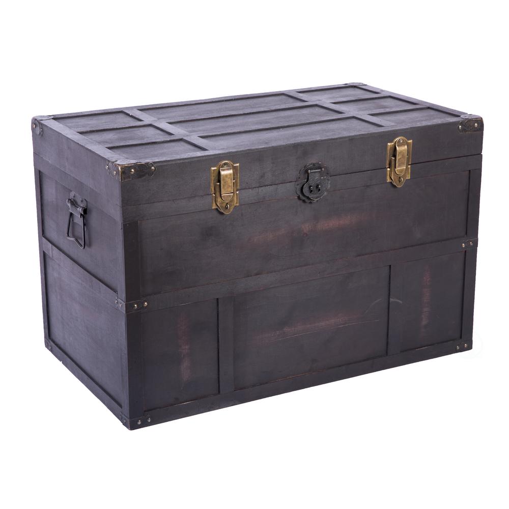 Vintiquewise Antique Style Large Dark Wooden Storage Trunk with Lockable Latch-QI9L - The Home Depot Vintiquewise Antique Style Large Dark Wooden Storage Trunk with Lockable Latch-QI9L - The Home Depot