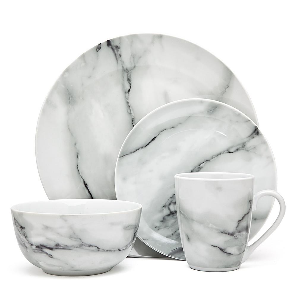 Withe Marble Kitchen Tableware Bars carrera marble 16pc dinner set