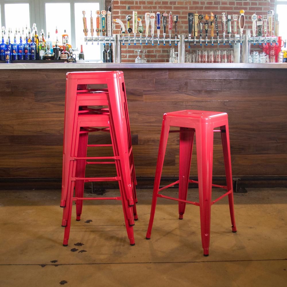 Amerihome Loft Style 30 In Stackable Metal Bar Stool Red Set Of Amerihome Loft Style 30 In Stackable Metal Bar Stool Red Set Of 4 Bs030rset The Home Depot