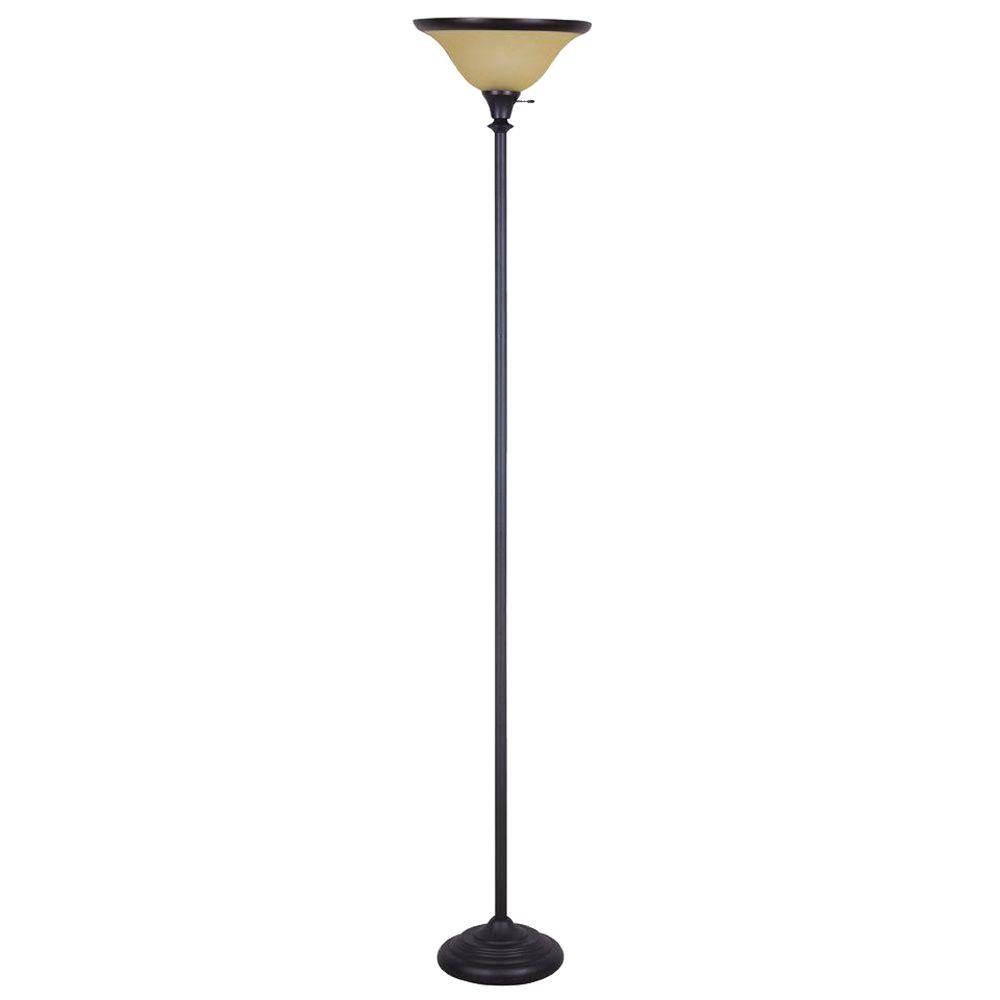Alsy 71 In Oil Rubbed Bronze Floor Lamp With Glass Shade And Decorative Trim