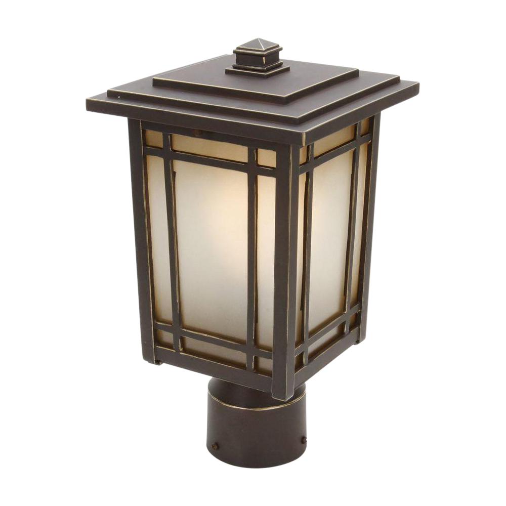 Home Decorators Collection Posts Port Oxford 1-Light Outdoor Oil Rubbed Chestnut Post Mount Lantern 23116