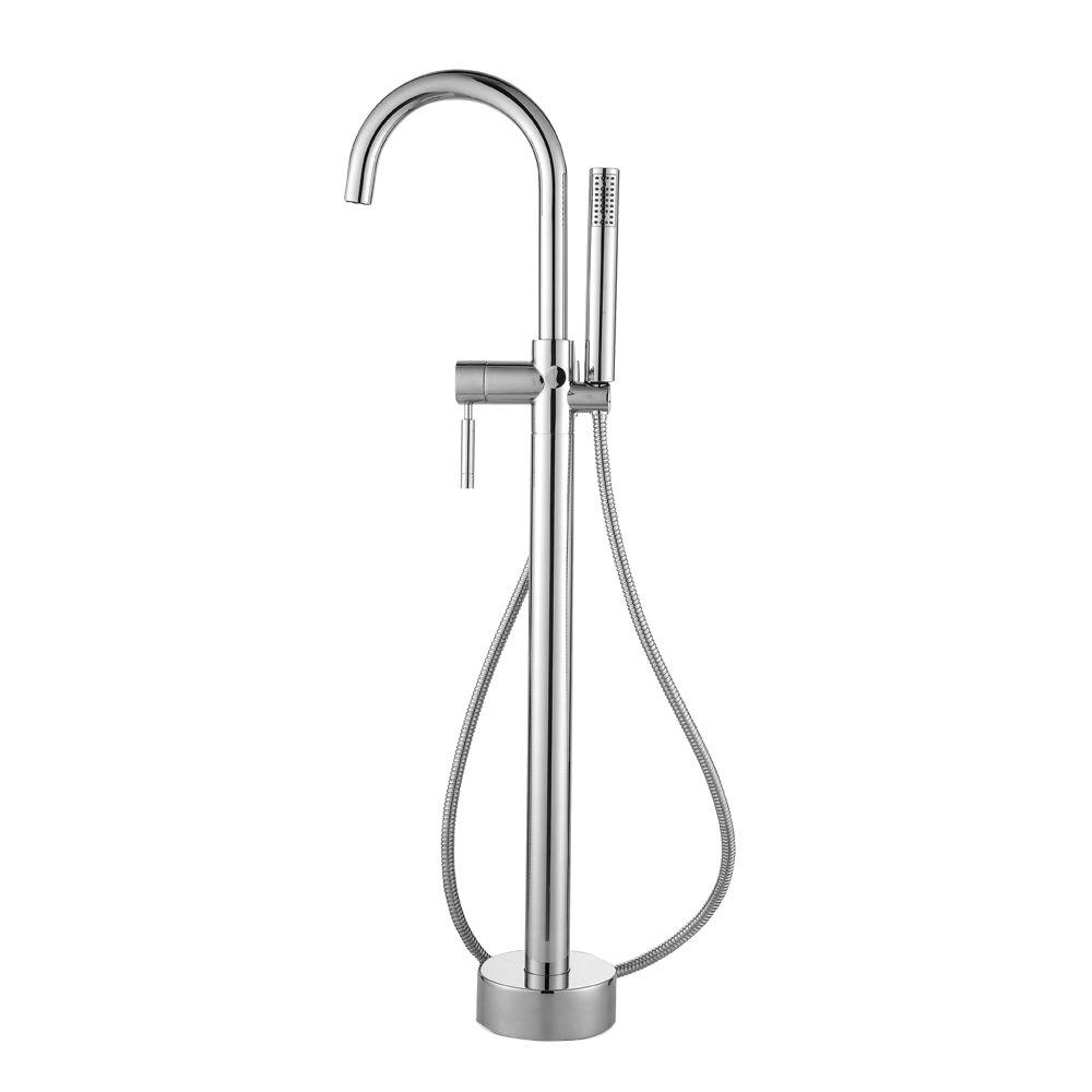 Ove Decors Athena Single Handle Floor Mount Roman Tub Faucet With Hand Shower In Matte Black
