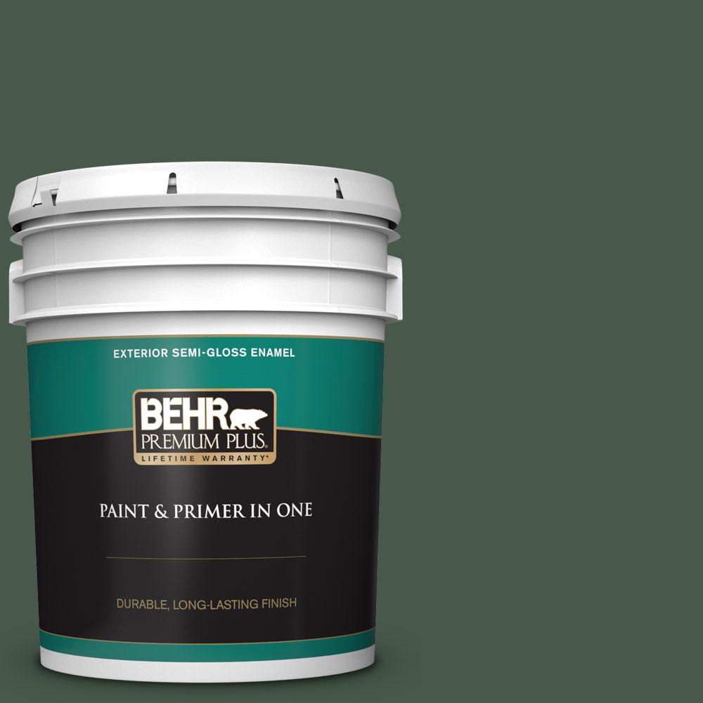 BEHR PREMIUM PLUS 5 gal. 440F7 Fresh Pine SemiGloss Enamel Exterior