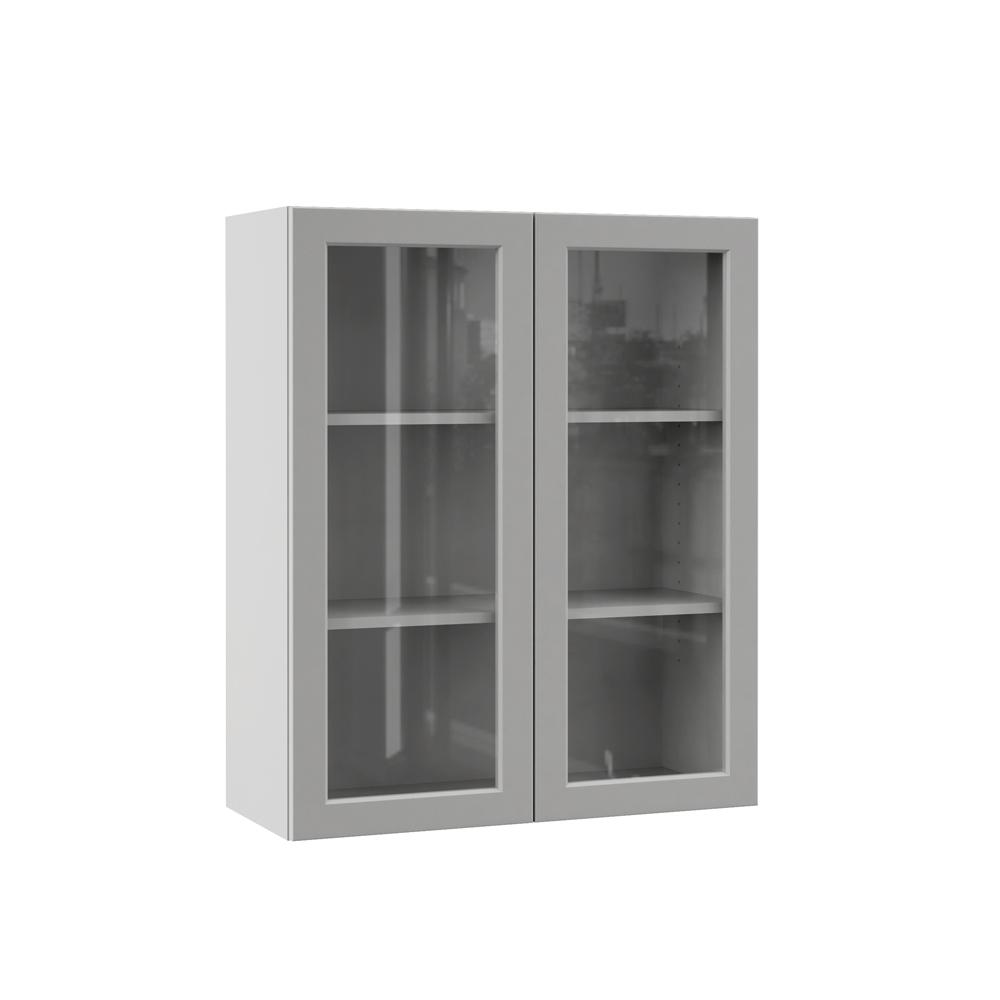 Hampton Bay Designer Series Melvern Assembled 30x36x12 in. Wall Kitchen Cabinet with Glass Doors ...