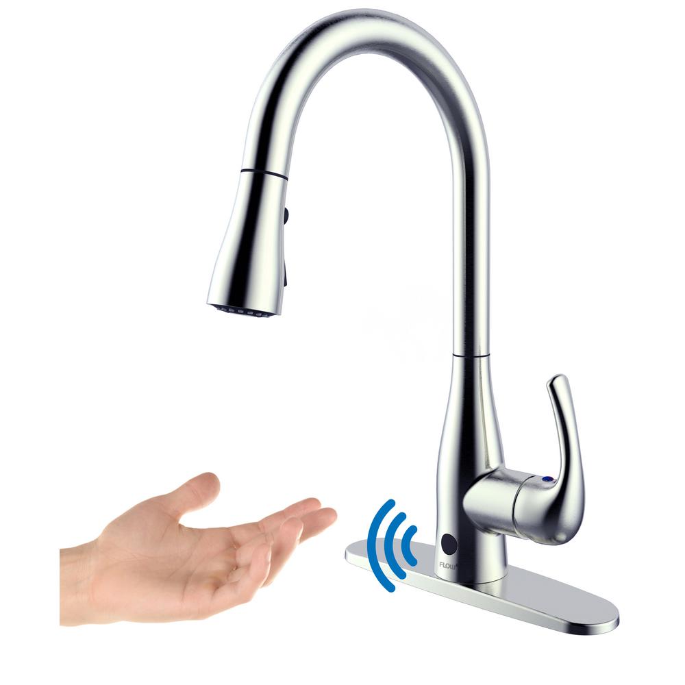 Flow Single Handle Pull Down Sprayer Kitchen Faucet With Motion