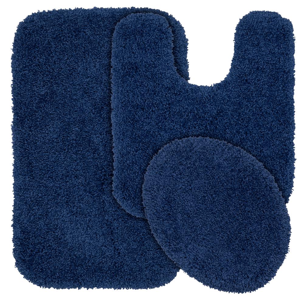 Blue Bath Mats The Home Depot Serendipity 3 Piece Washable Bathroom Rug Set In Navy