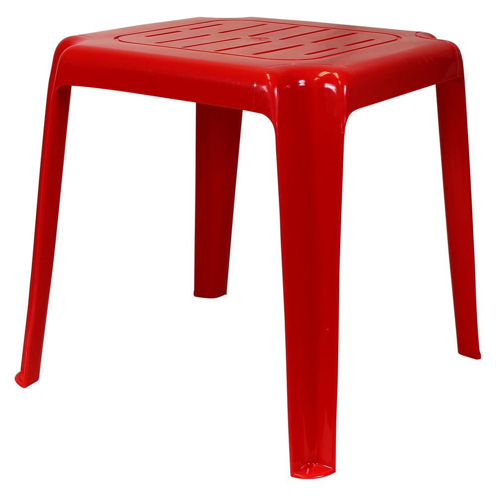 Emsco 17 in. Red Stackable Slotted Plastic Outdoor Side Table-96637-1 ...