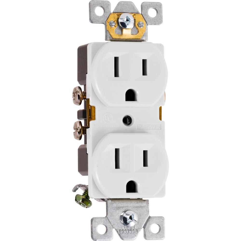 GE 15Amp Heavy Duty Grounding Duplex Receptacle 2Outlet, White42157