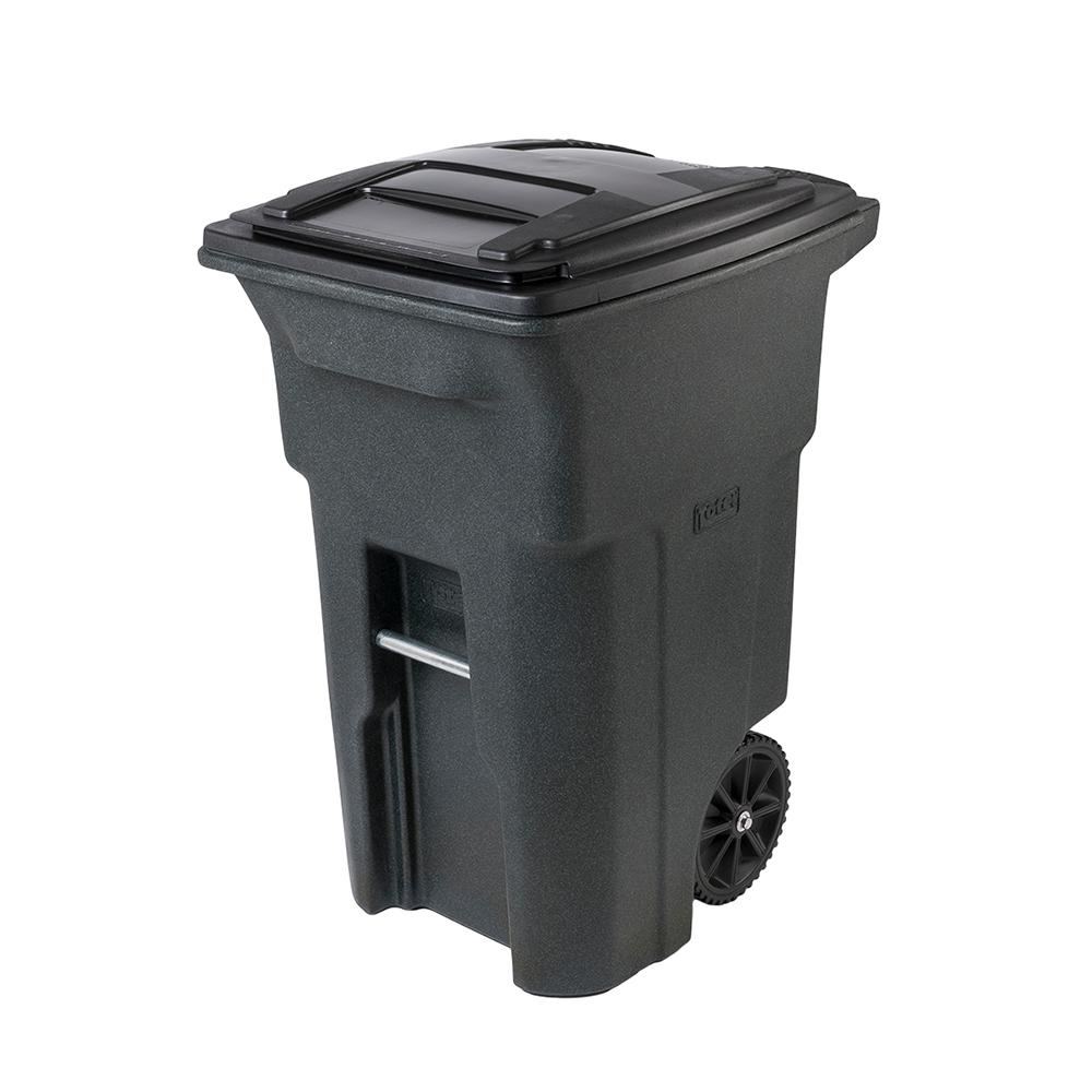 Toter 64 Gal. Greenstone Trash Can with Wheels and Attached Lid ...