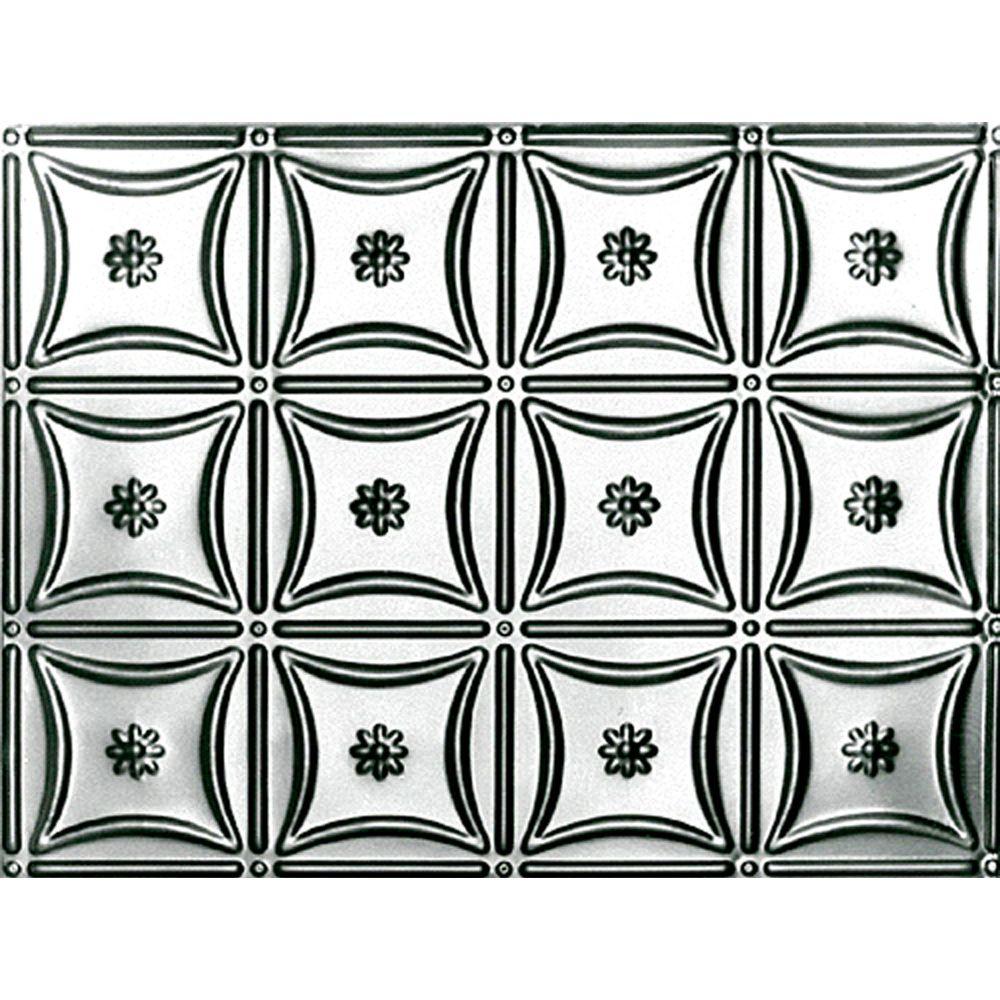 Shanko 1 1 2 Ft X 4 Ft Nail Up Direct Application Tin Ceiling Backsplash Tile In Stainless Steel 24 Sq Ft Case