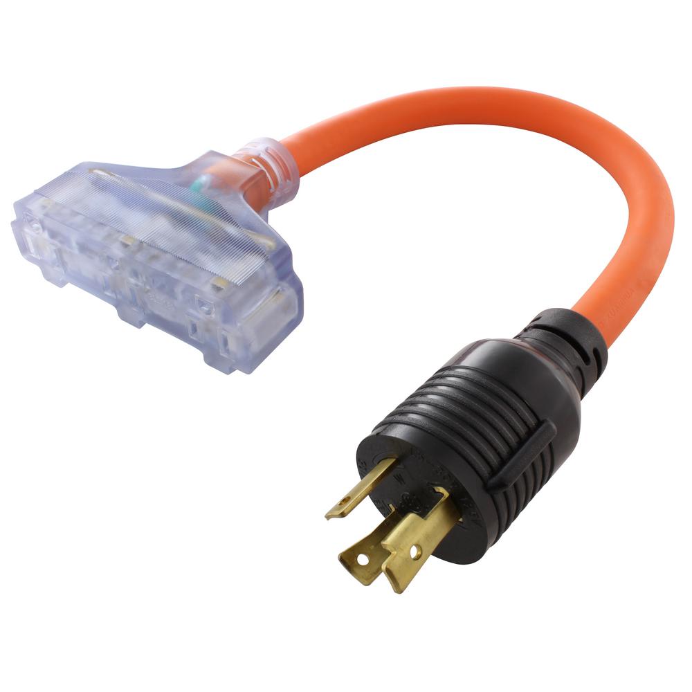 Conntek 1-Feet Generator Adapter 20-Amp Twist Lock L5-20P Plug to Regular 15/20-Amp Female Connector 
