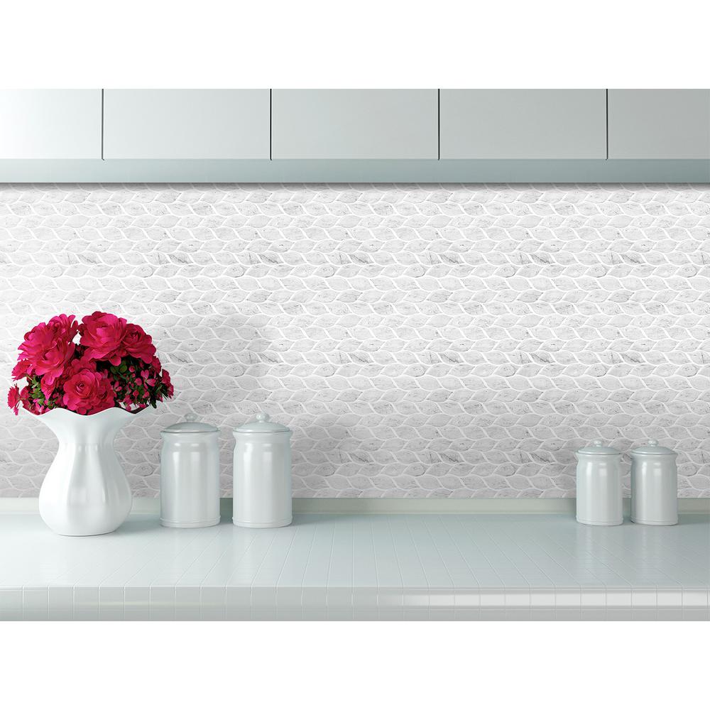 Tic Tac Tiles Foglia White 10 In W X 10 In H Light Gray Peel And