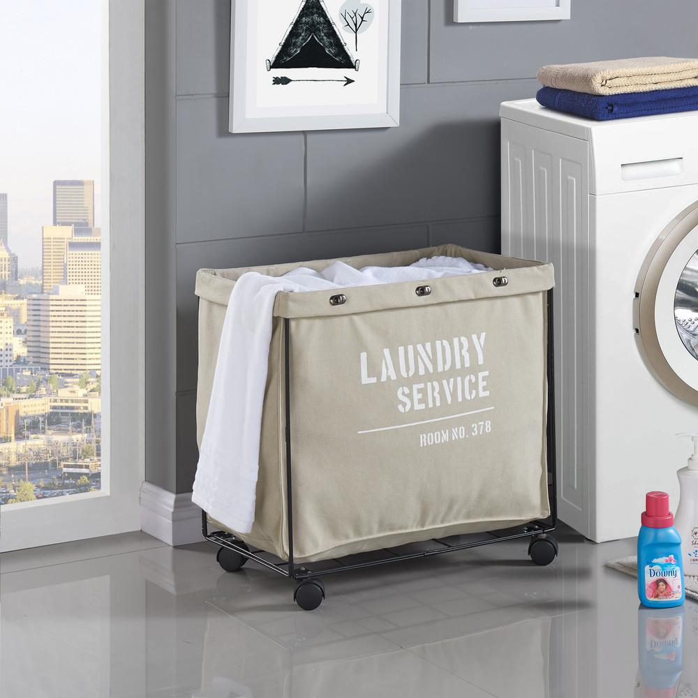 DANYA B Army Canvas Laundry Hamper on WheelsLY207 The