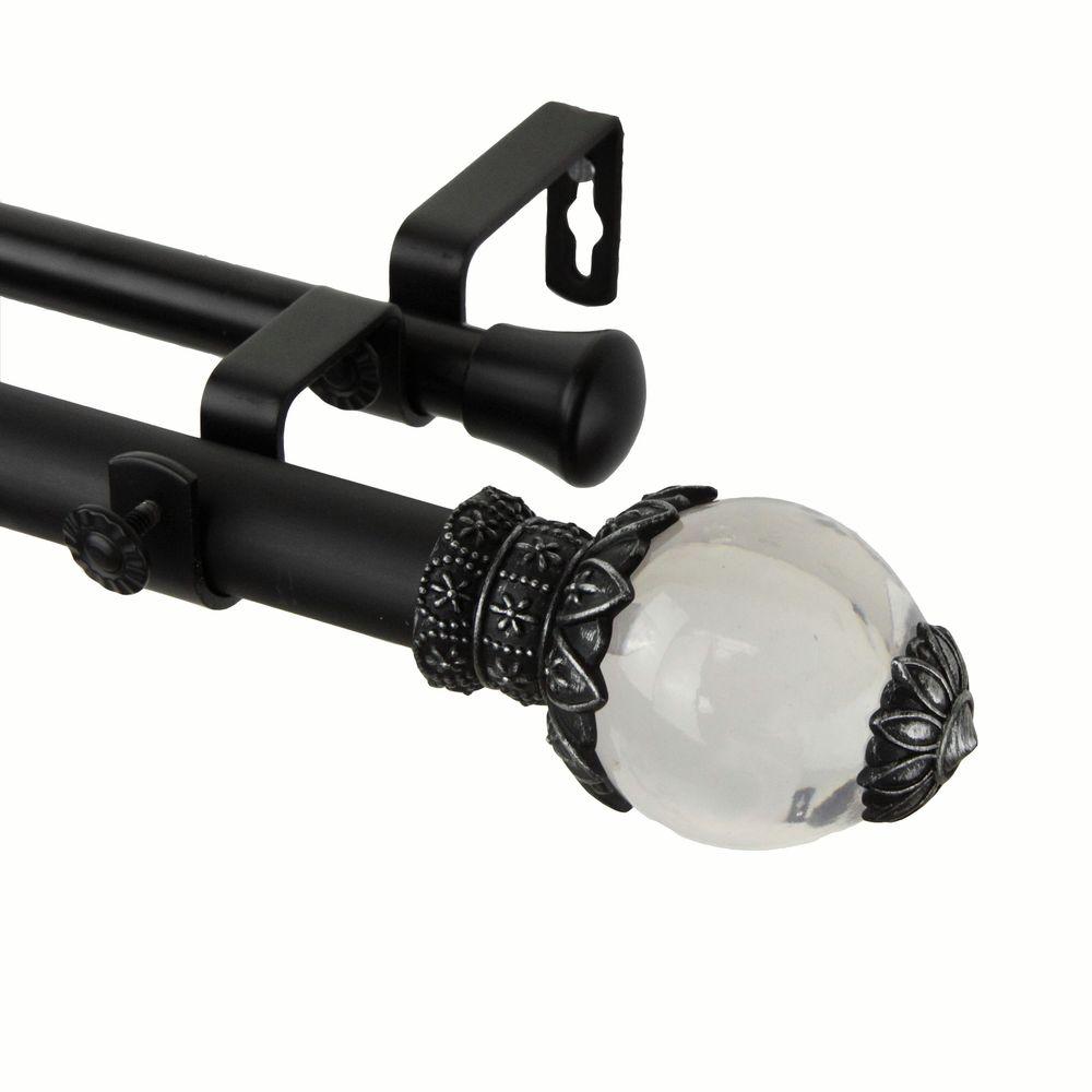 Rod Desyne 160 in. 240 in. 1 in. Globe Curtain Rod Set in Black100