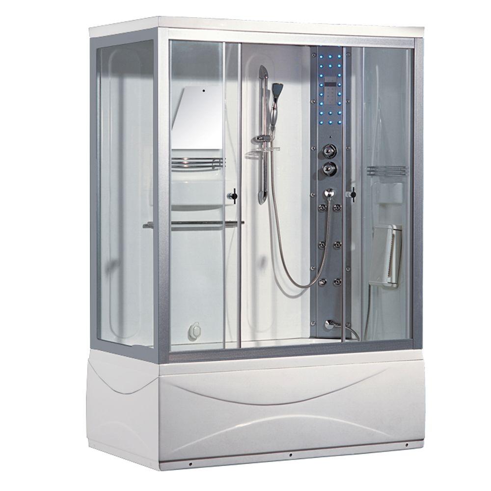 Ariel 59 in. x 31.5 in. x 86 in. Steam Shower Enclosure Kit with Tub in