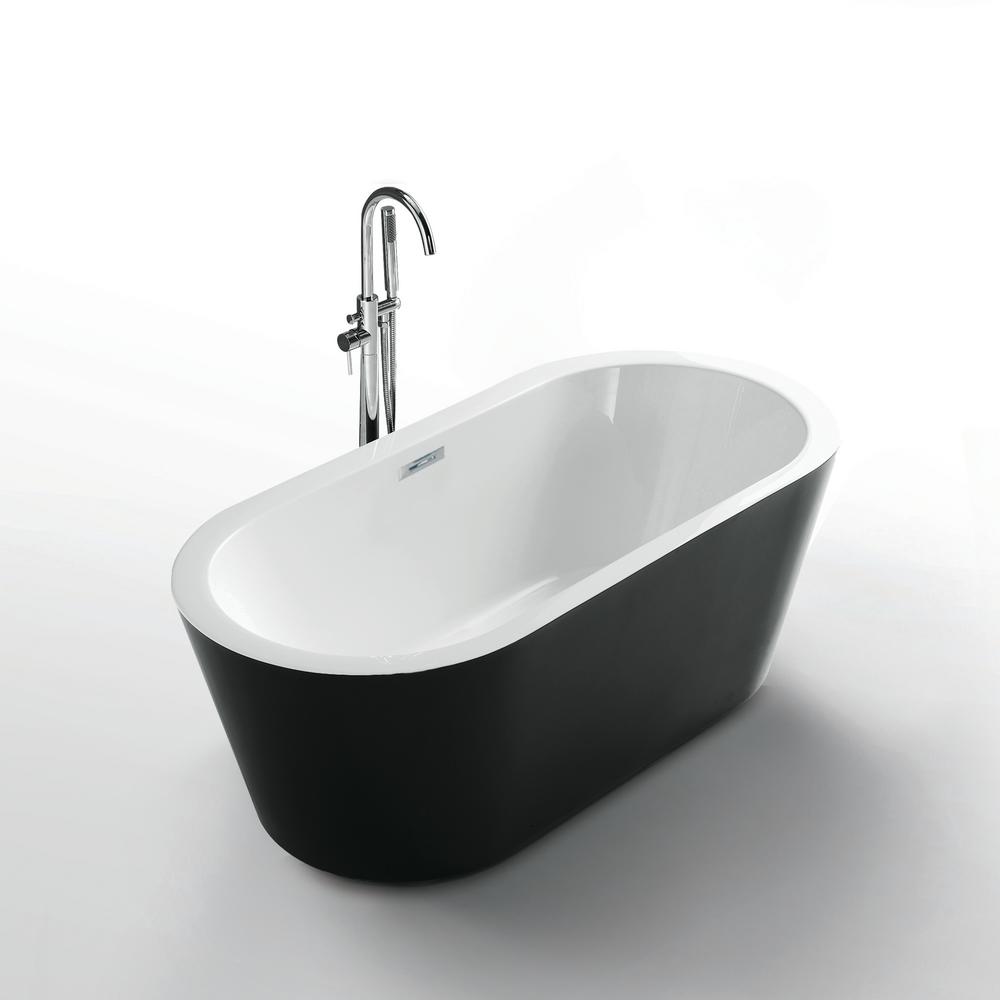 Jade Bath Serenity 62 in. Acrylic Flatbottom Seamless OnePiece Freestanding Bath Tub with Black
