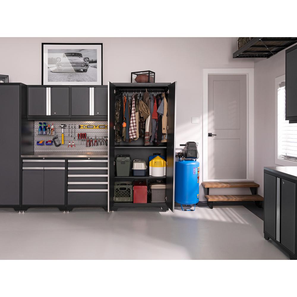 Newage Products Pro Series 156 In W X 84 75 In H X 24 In D 18 Gauge Welded Steel Garage Cabinet Set In Gray 8 Piece 52097 The Home Depot
