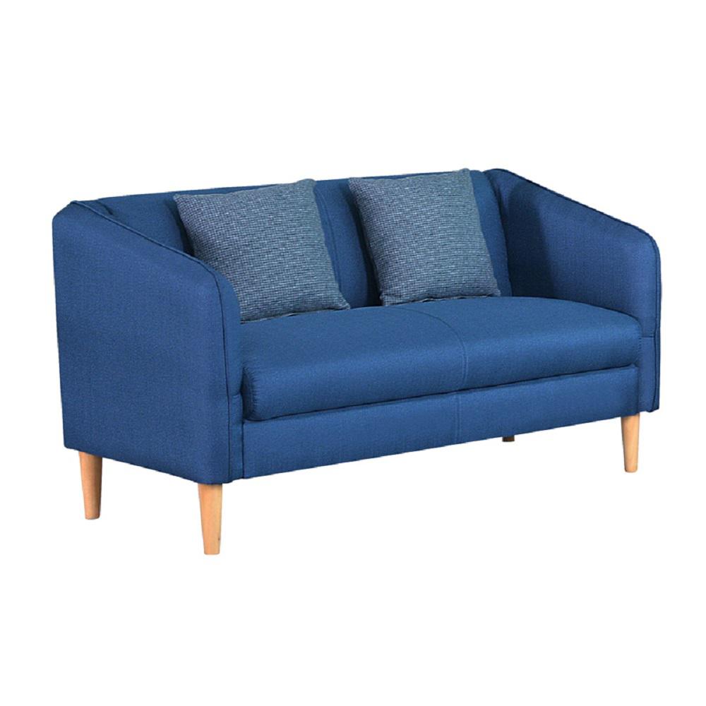 Blue Linen Fabric Loveseat With Wood Leg Blue Linen Fabric Loveseat With Wood Leg