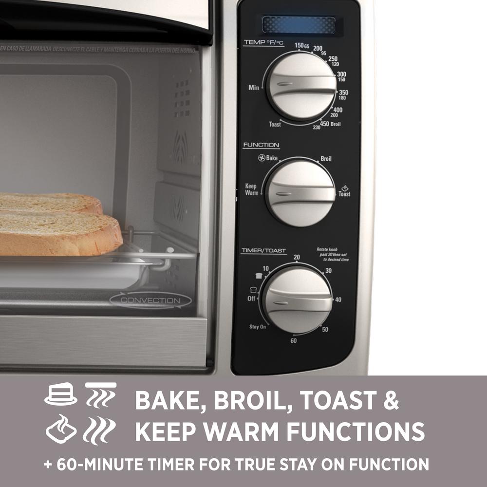 BLACK+DECKER 1500 W 6Slice Stainless Steel Toaster Oven with BuiltIn