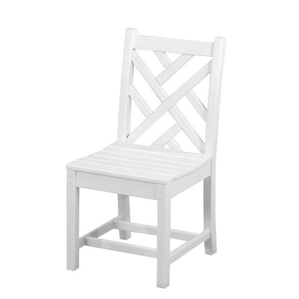 Polywood Chippendale White All Weather Plastic Outdoor Dining Side Chair Cdd100wh The Home Depot