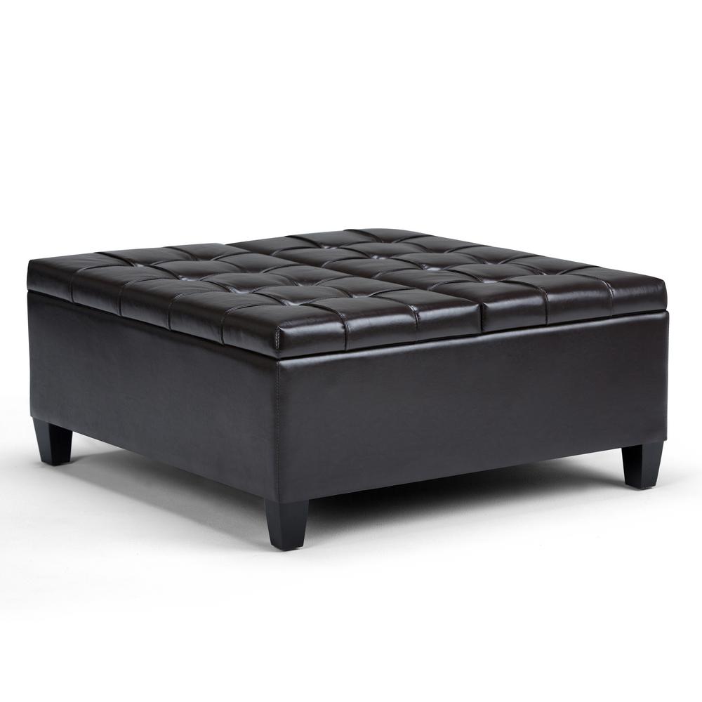 Simpli Home Harrison Tanners Brown Pu Faux Leather Coffee Table Simpli Home Harrison Tanners Brown Pu Faux Leather Coffee Table Storage Ottoman
