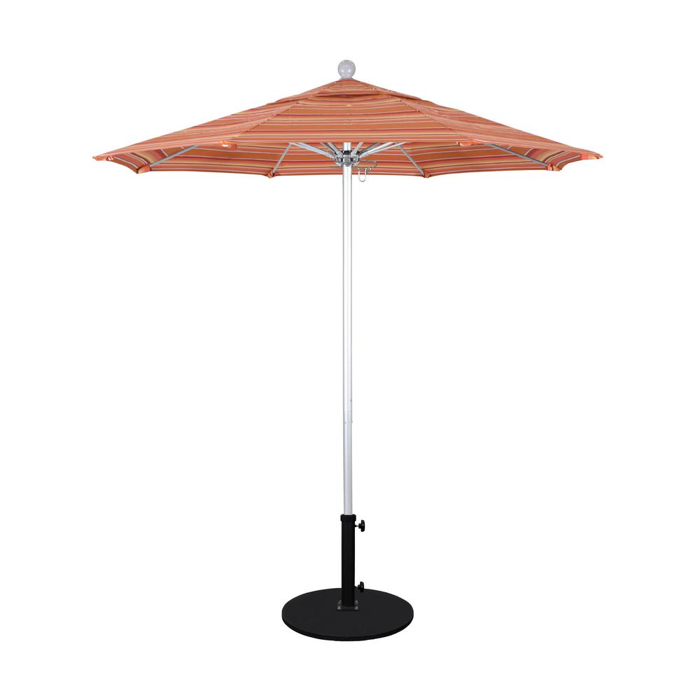 California Umbrella 7 5 Ft Silver Anodized Aluminum Pole Fiberglass Ribs Market Push Lift Outdoor Patio Umbrella In Dolce Mango Sunbrella Alto758002 56000 The Home Depot