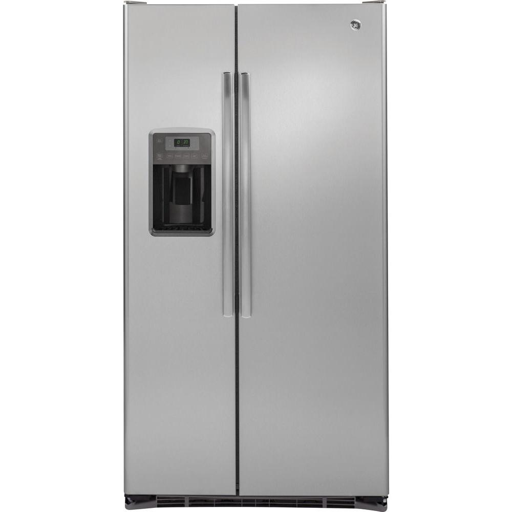 GE 21 9 Cu Ft Side By Side Refrigerator In Stainless Steel Counter 