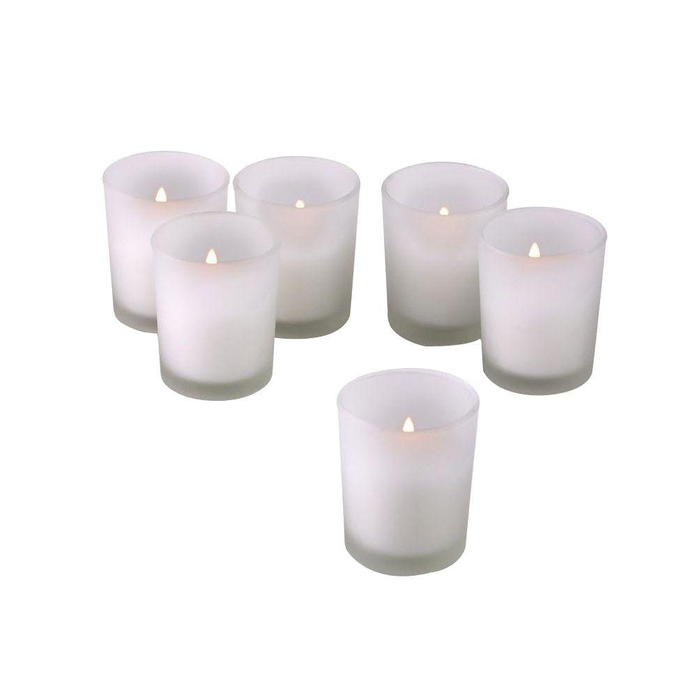 Light In The Dark White Frosted Glass Round Votive Candle Holders with