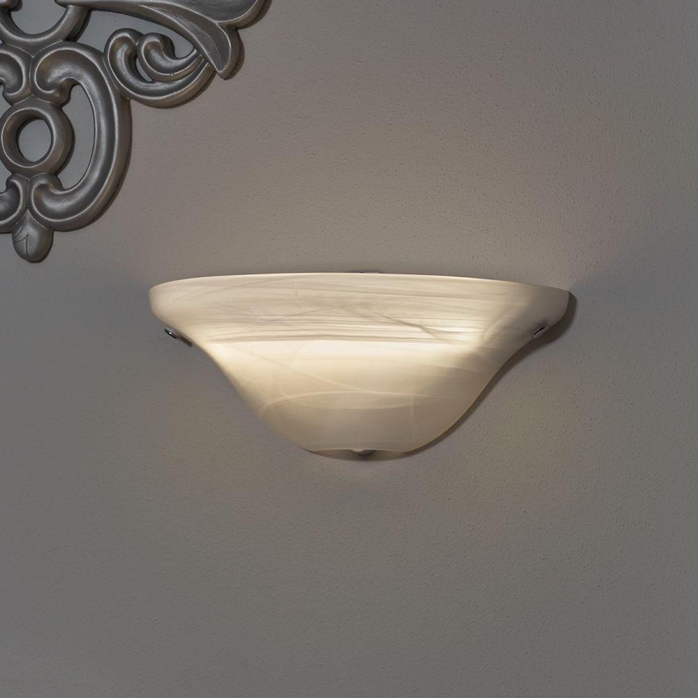 Half Moon Sconce Wall Mount Lamp Battery Operated Light Frosted Marble