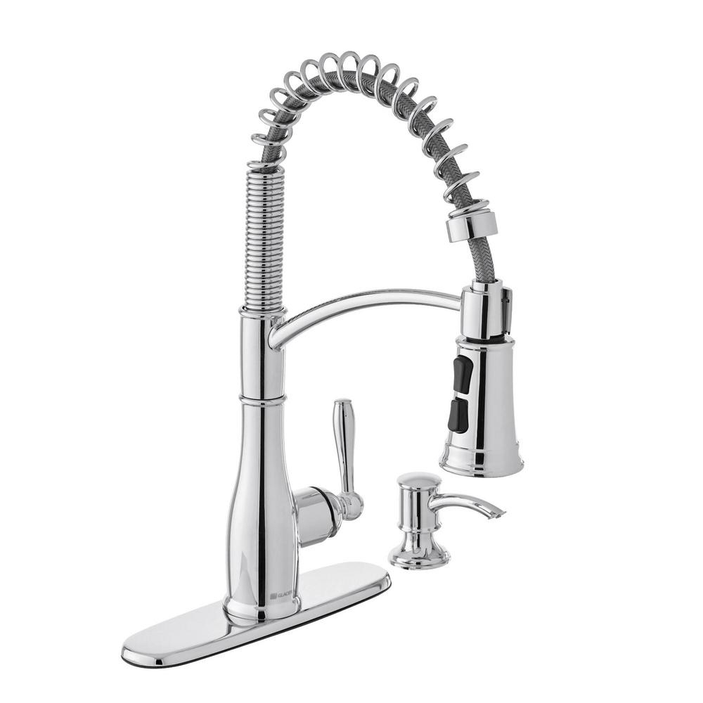 Glacier Bay Mandouri SingleHandle Spring Pull Down Kitchen Faucet with