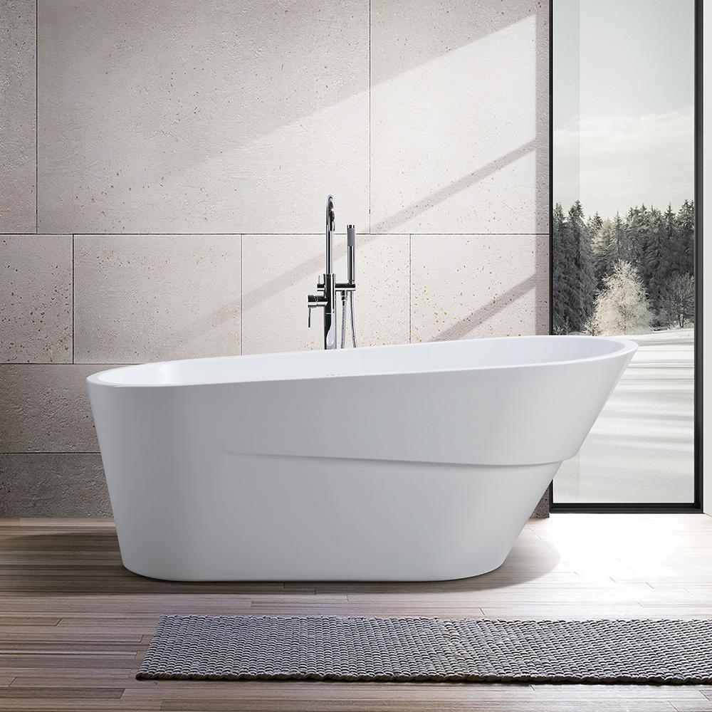 Vanity Art Nanterre 67 In Acrylic Flatbottom Freestanding Bathtub White