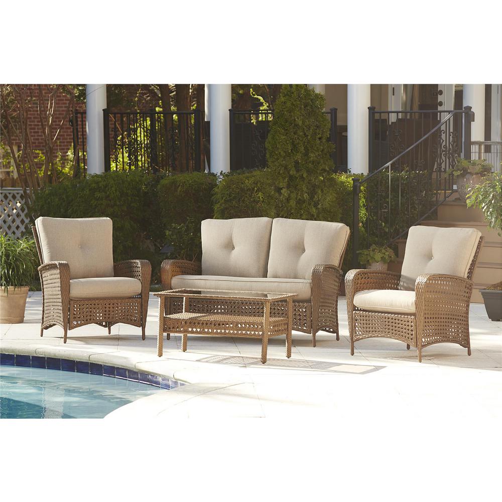 Cosco Lakewood Ranch 4 Piece Steel Woven Patio Conversation Set