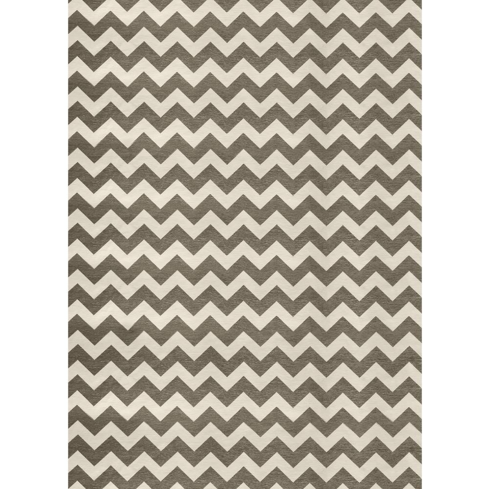 Ruggable Washable Chevron Rich Grey and White 5 ft. x 7 ft. Stain