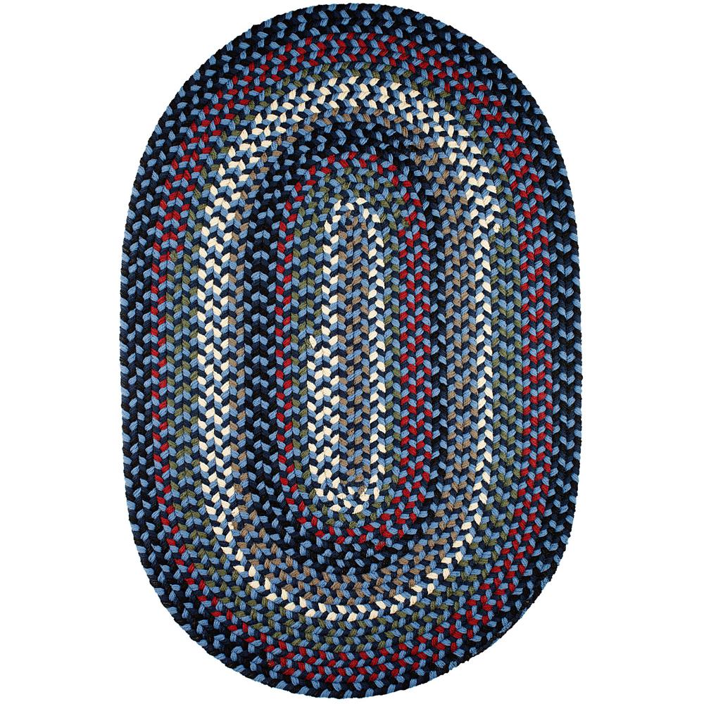 Rhody Rug Country Medley Navy Blue Multi 7 ft. x 9 ft. Oval Indoor
