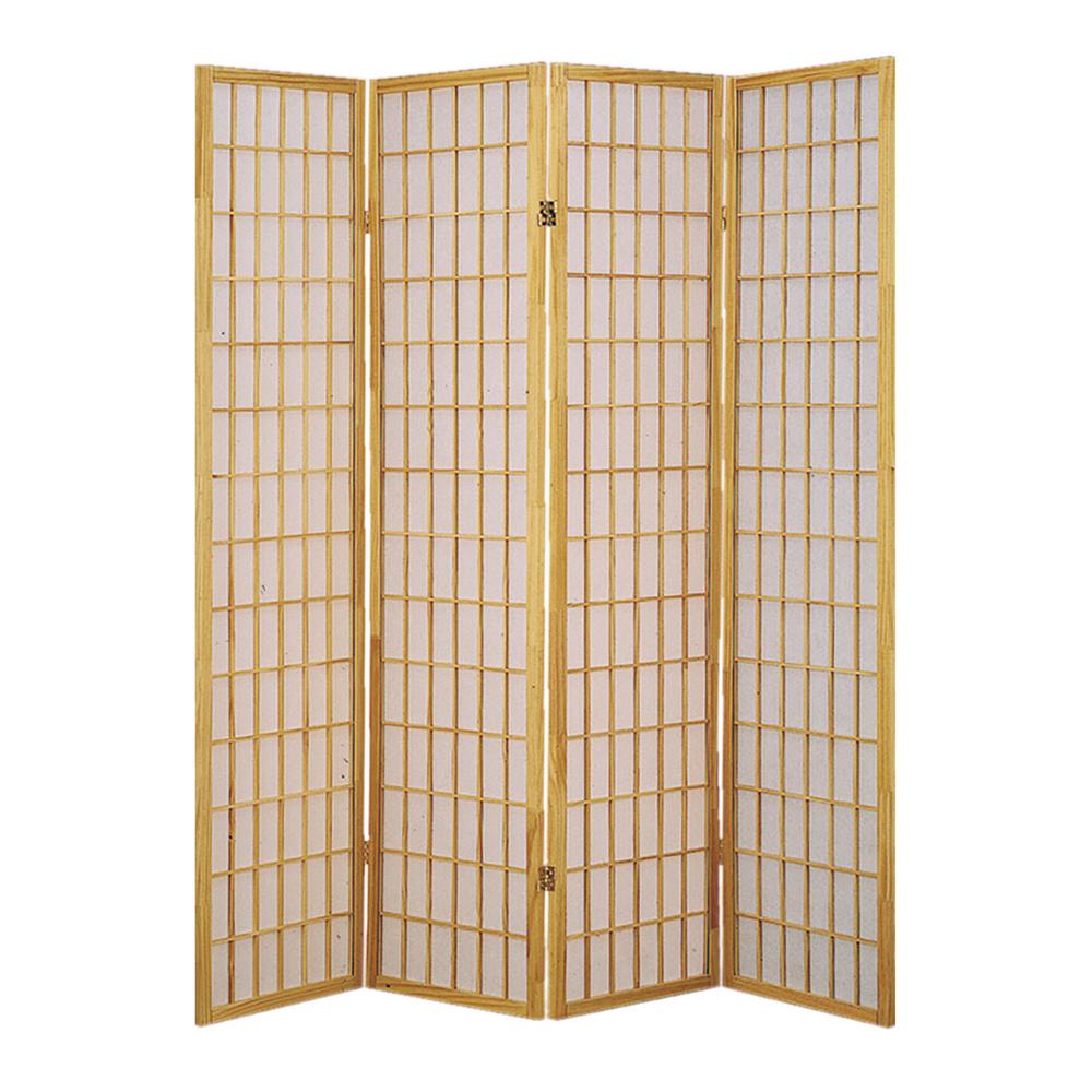 Screen Gems Shoji Screen 6 Ft Natural Brown 4 Panel Room Divider