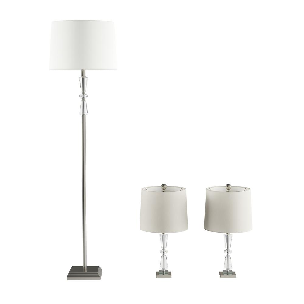 Lavish Home 23 In Crystal Double Tiered Table Lamps And 63 Floor Lamp Set Of 3